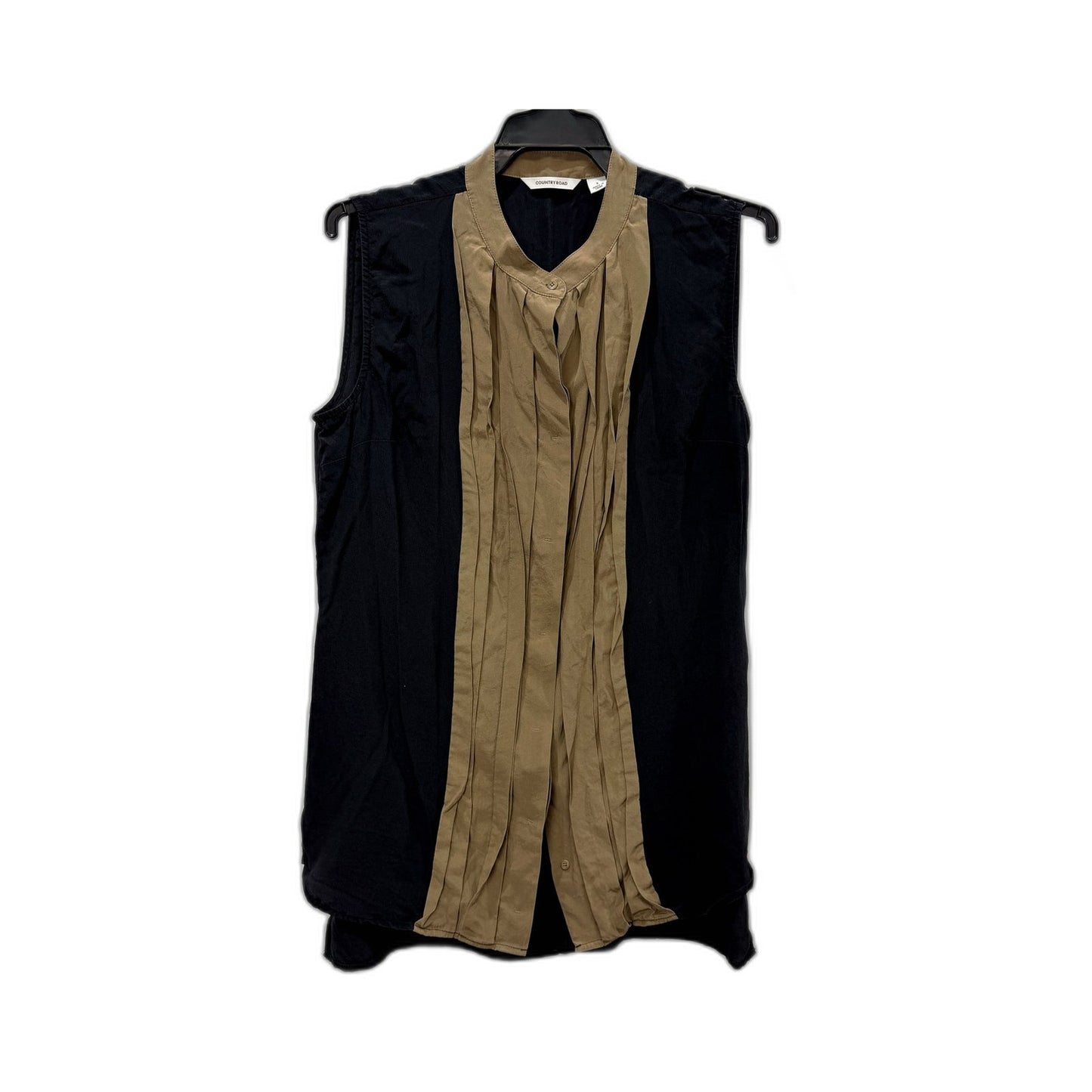Country Road Womens Sleeveless Pleated Jacket in Black and Brown, Size S