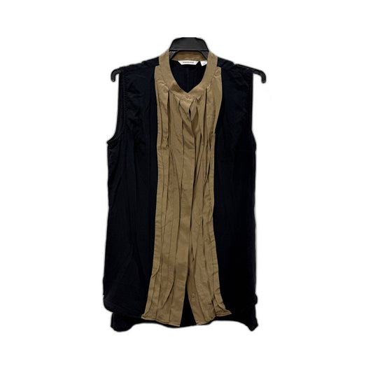 Country Road Womens Sleeveless Pleated Jacket in Black and Brown, Size S