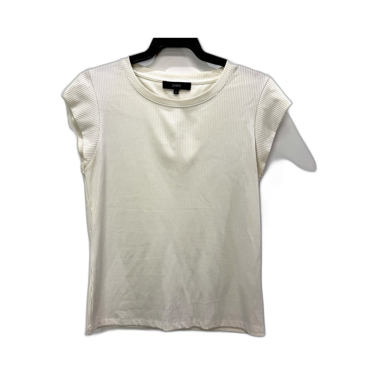 Saba Womens Ribbed Knit Sleeveless Casual Tank Top in White, Size M