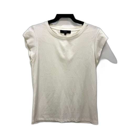 Saba Womens Ribbed Knit Sleeveless Casual Tank Top in White, Size M