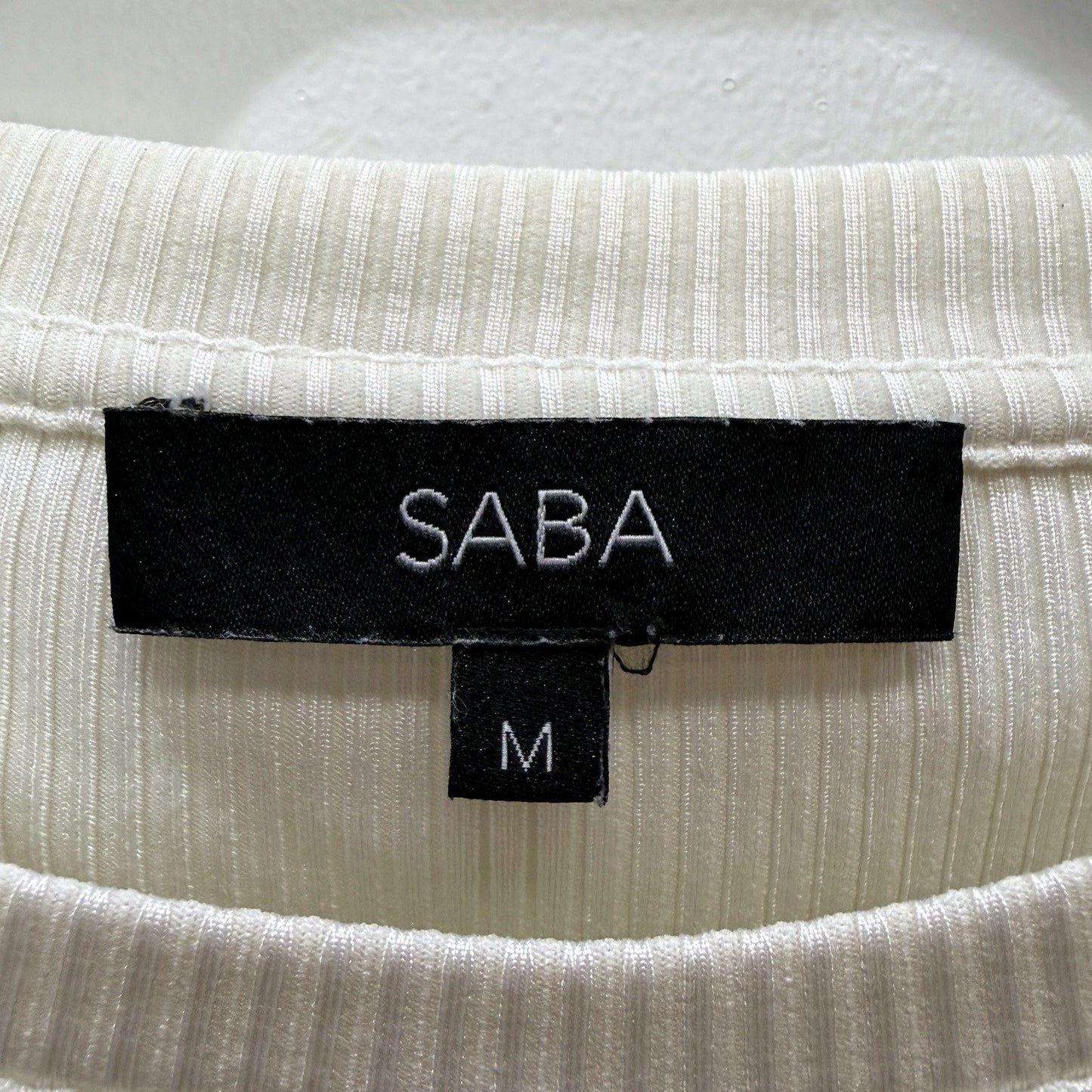 Saba Womens Ribbed Knit Sleeveless Casual Tank Top in White, Size M