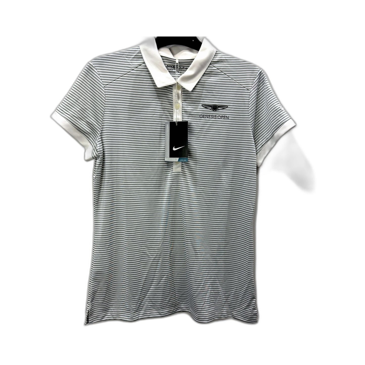 Nike Womens Golf Polo Shirt - Striped White/Gray, Size M NEW