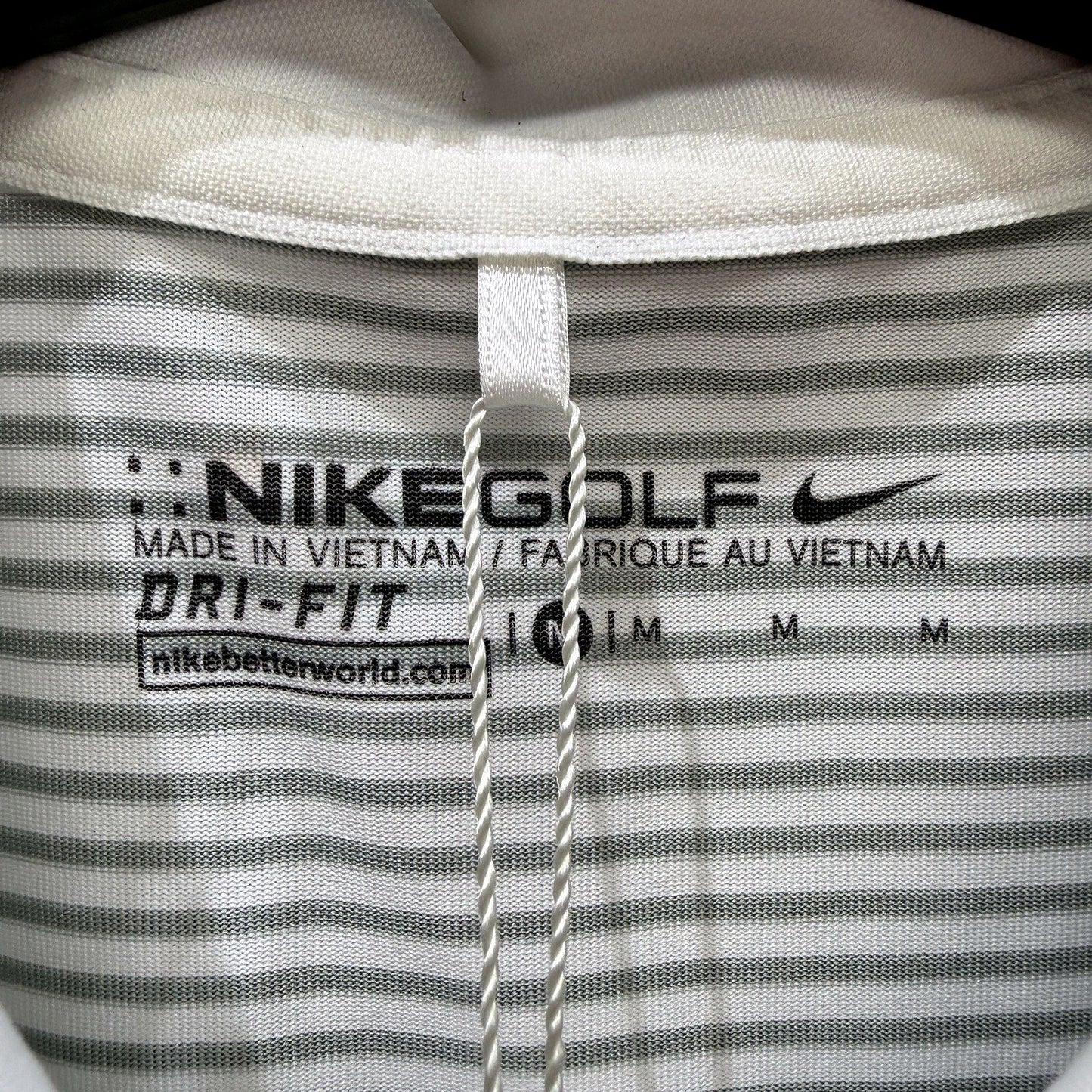 Nike Womens Golf Polo Shirt - Striped White/Gray, Size M NEW