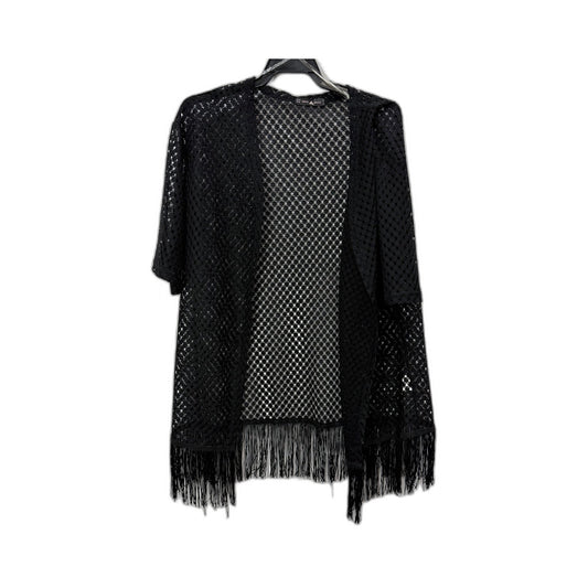 Minx & Moss Womens Fringed Lace Boho Cardigan in Black, Size S/M