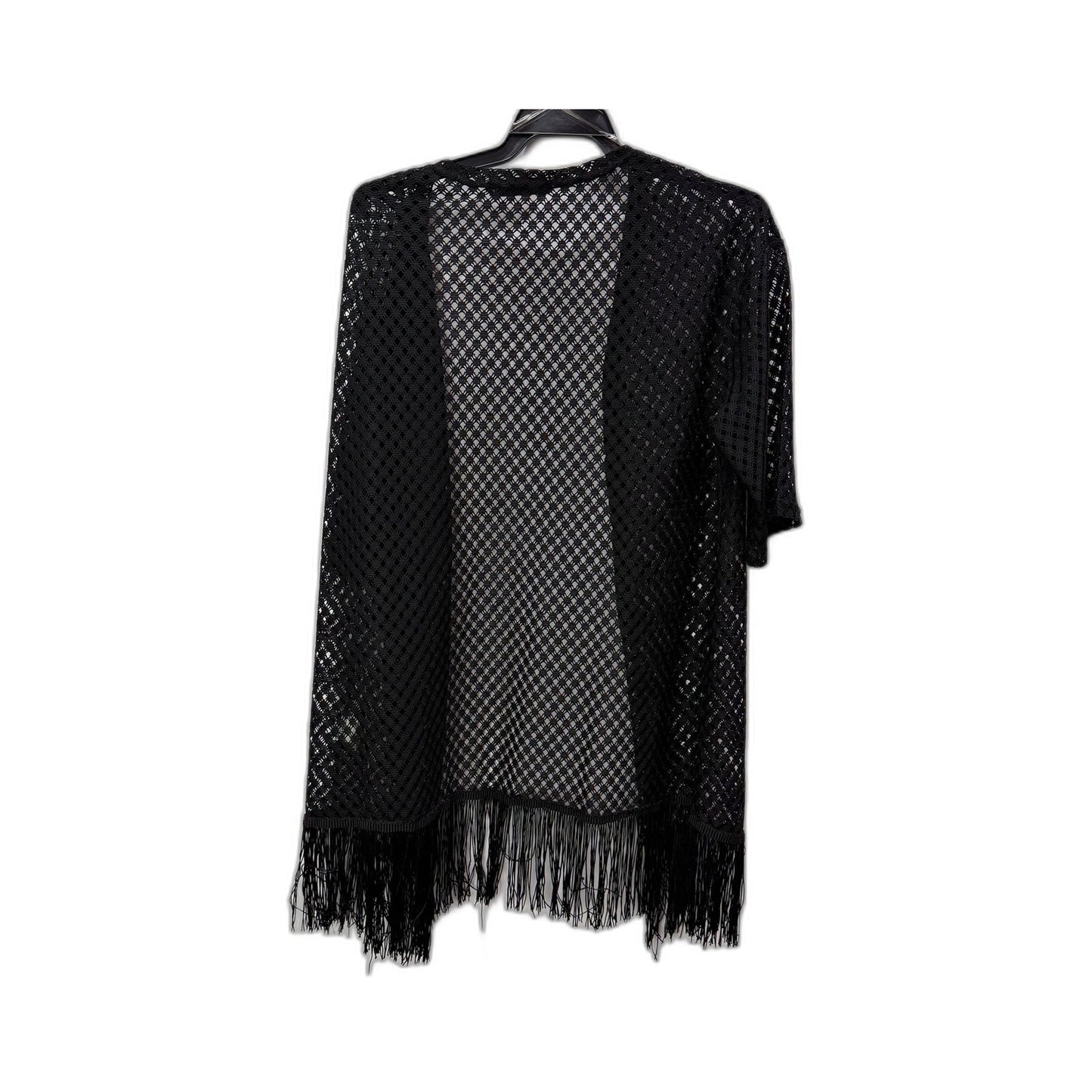 Minx & Moss Womens Fringed Lace Boho Cardigan in Black, Size S/M