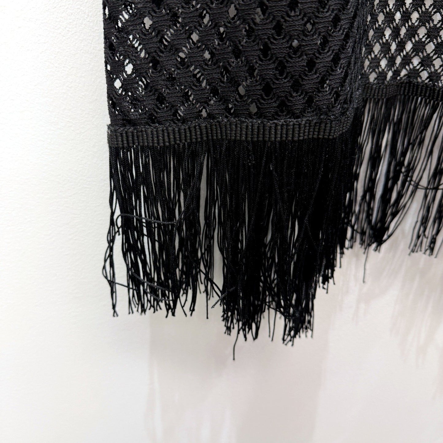 Minx & Moss Womens Fringed Lace Boho Cardigan in Black, Size S/M