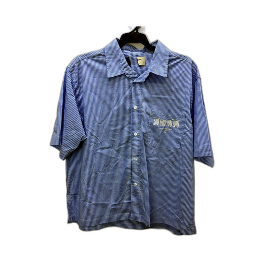 Arvust Studios Mens Blue and White Striped Button-Down Shirt, Size L NEW