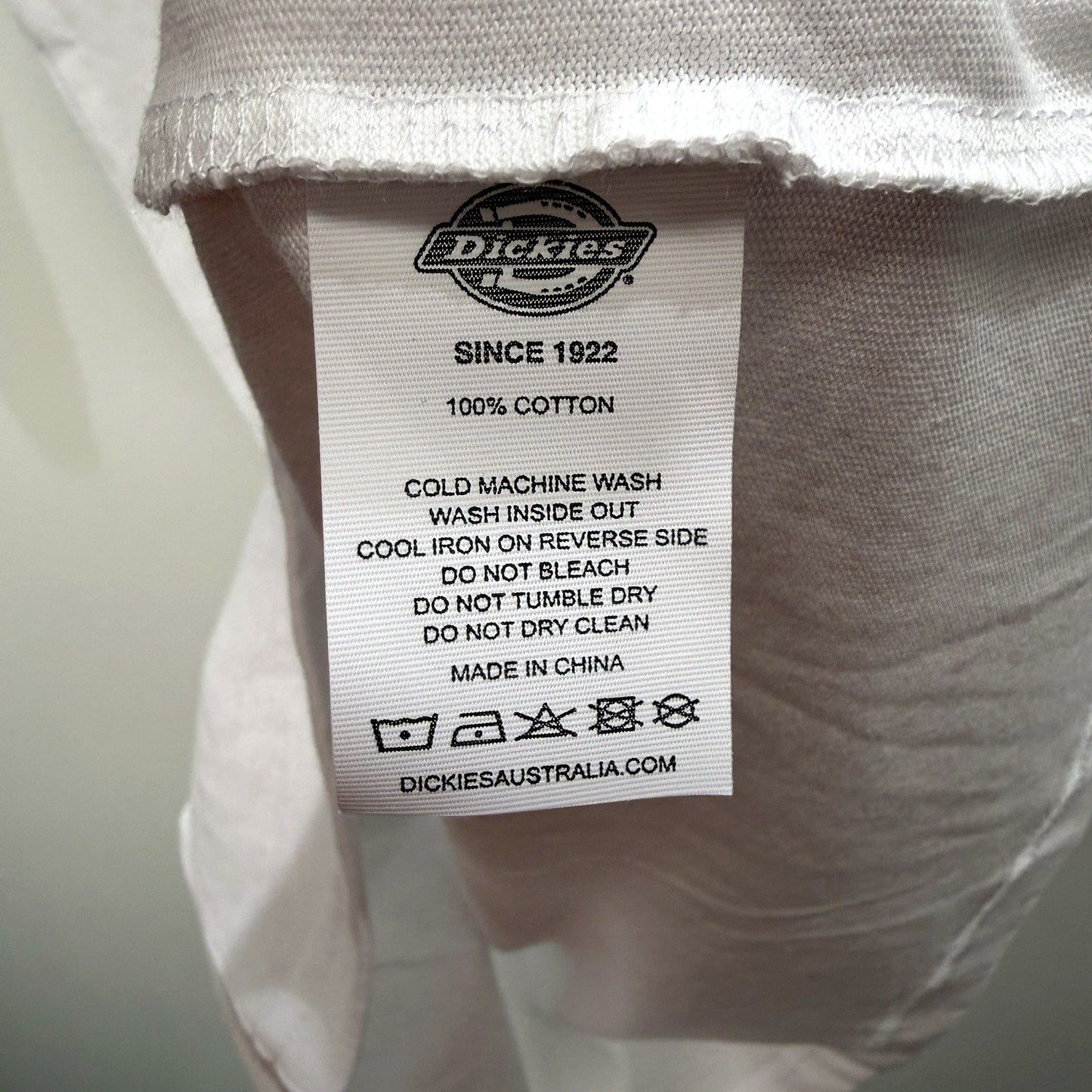 Dickies Mens Original White Cotton Casual Comfortable T-Shirt, Size M NEW