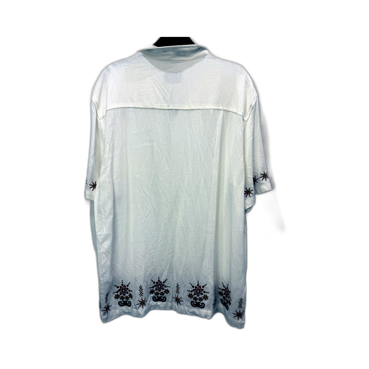 Arvust Mens Embroidered Button-Down Shirt White Floral Linen Viscose Size M NEW