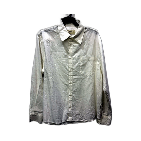 Arvust Mens White Button-Down Casual Dress Shirt in Cotton Size L NEW