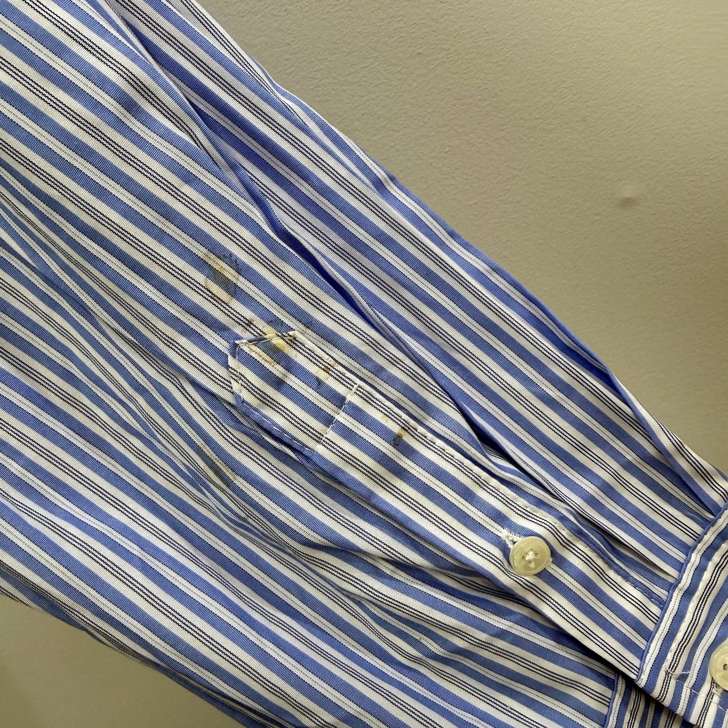 Insight Mens Blue and White Striped Button-Down Cotton Shirt, Size XXL
