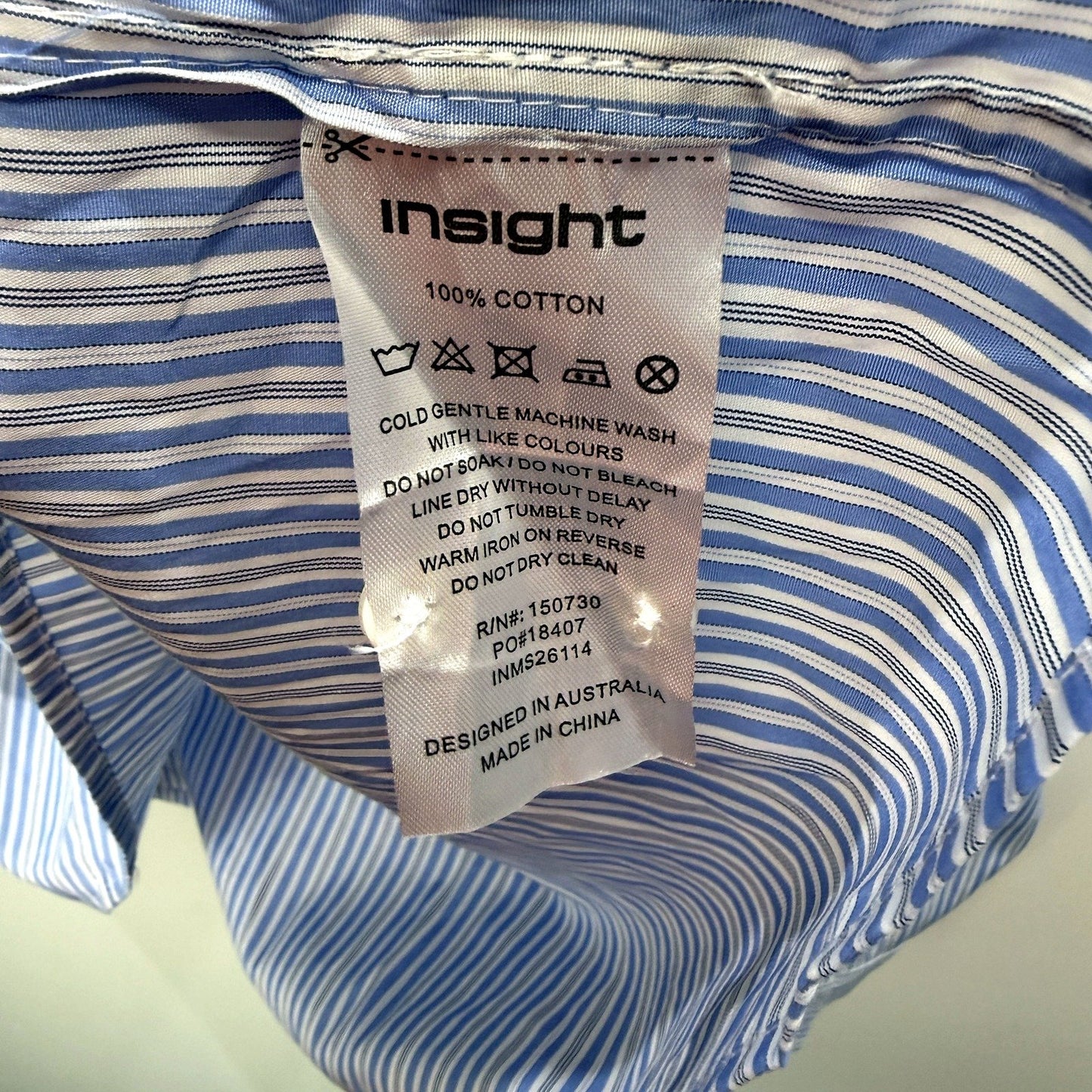 Insight Mens Blue and White Striped Button-Down Cotton Shirt, Size XXL