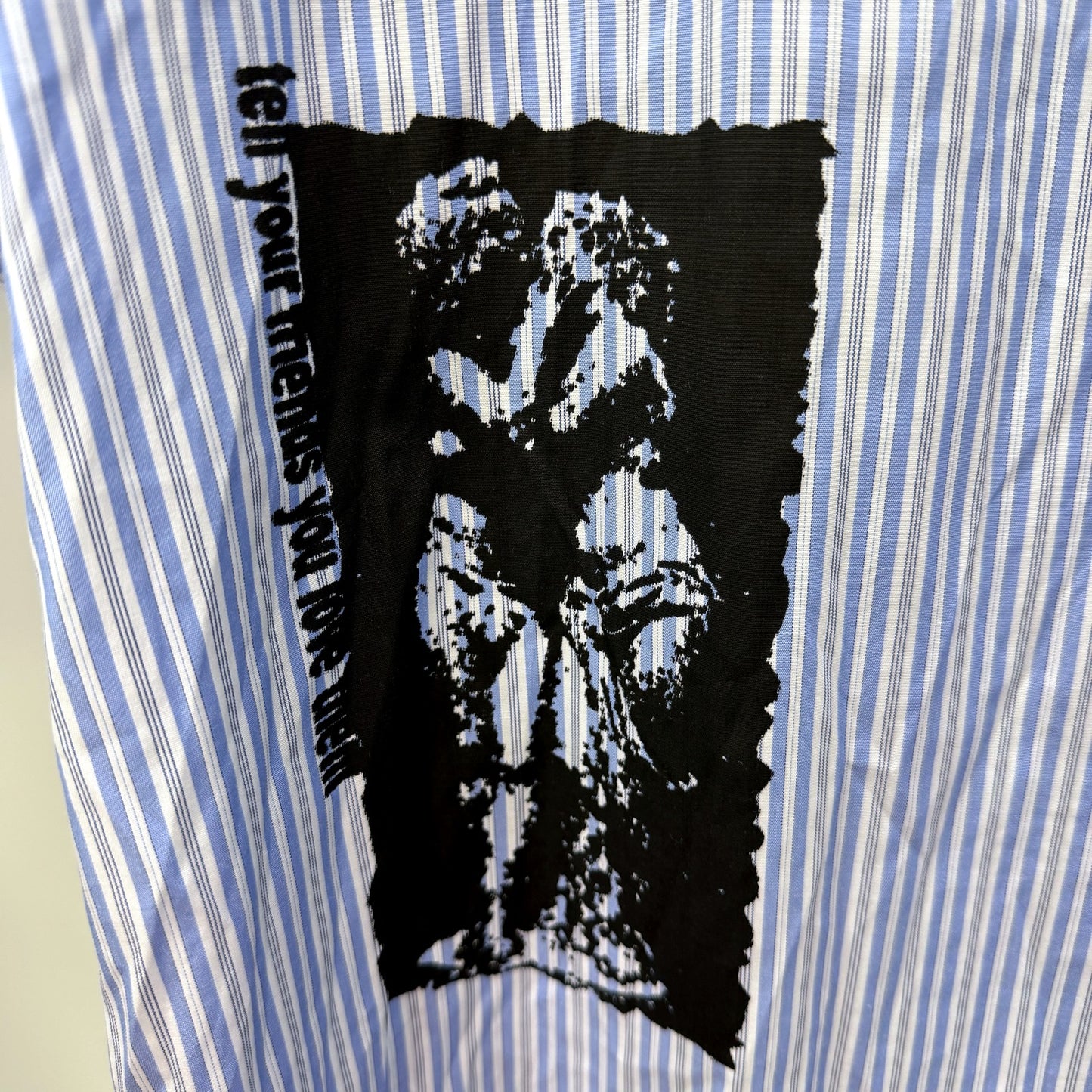 Insight Mens Blue and White Striped Button-Down Cotton Shirt, Size XXL