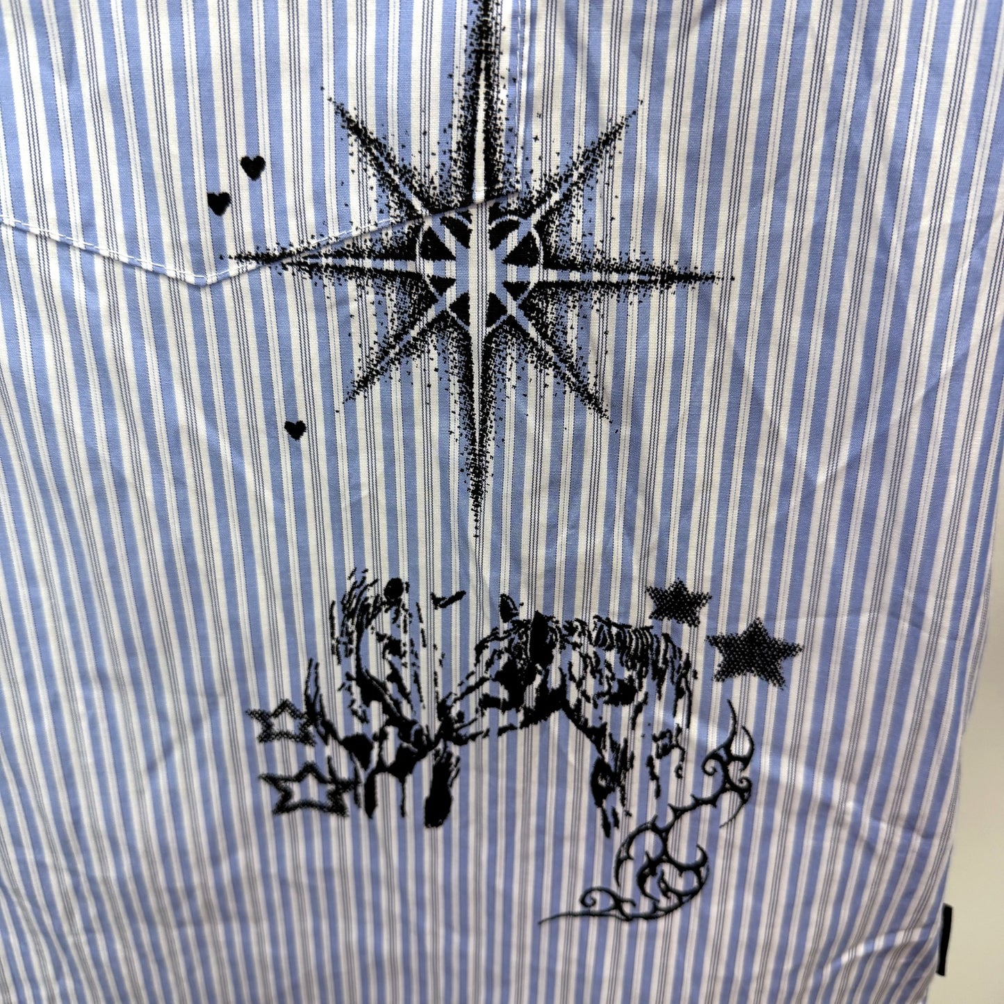 Insight Mens Blue and White Striped Button-Down Cotton Shirt, Size XXL