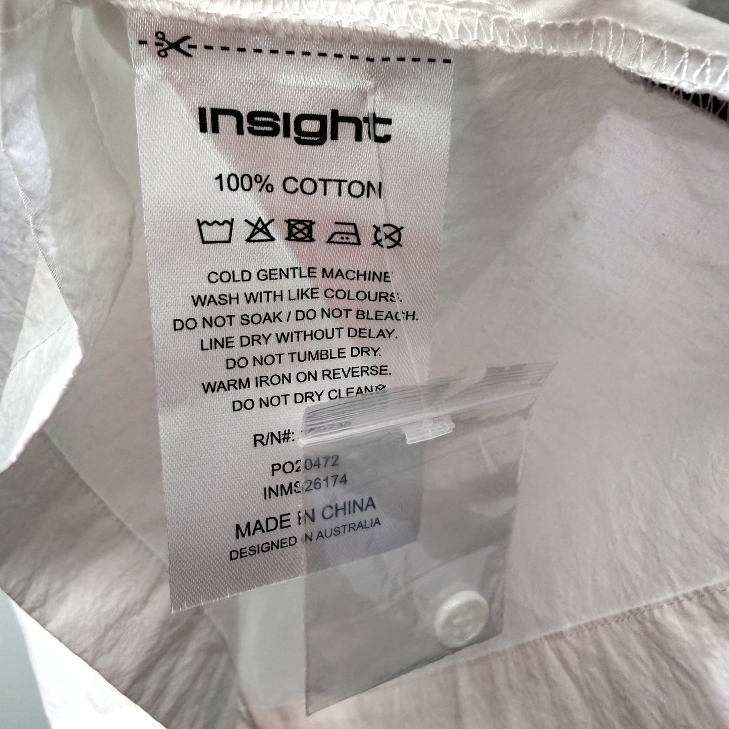 Insight Mens Button-Down Shirt with Graphic Back in White, Cotton, Size M NEW