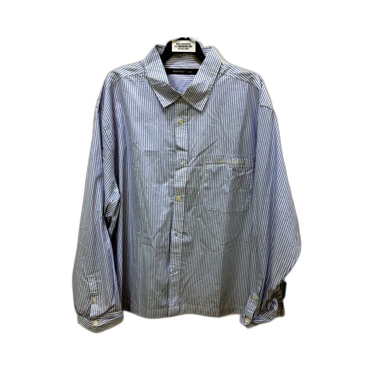 Blacknoise Mens Blue and White Striped Button-Down Long Sleeve Shirt Size NEW