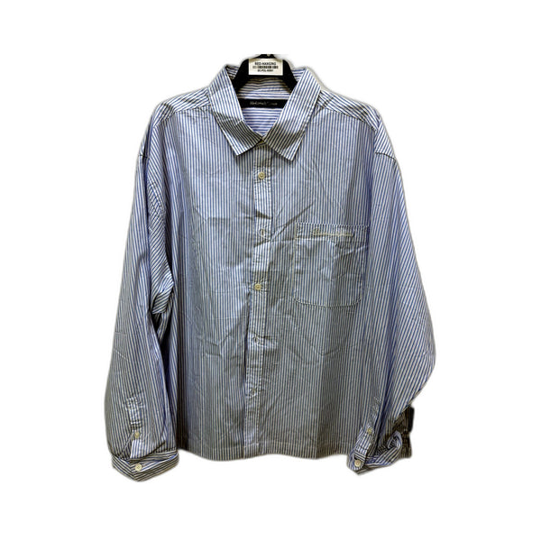 Blacknoise Mens Blue and White Striped Button-Down Long Sleeve Shirt Size NEW