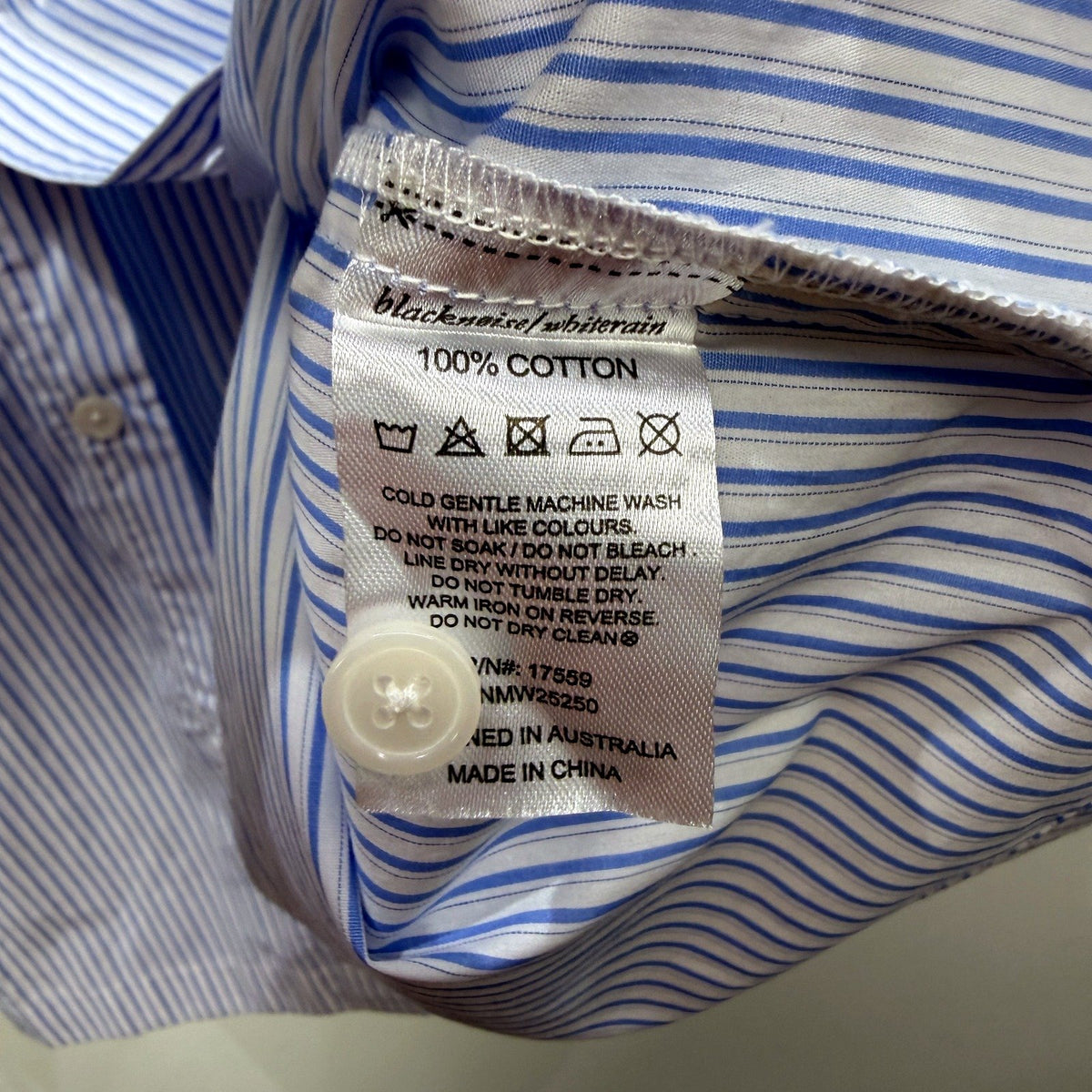 Blacknoise Mens Blue and White Striped Button-Down Long Sleeve Shirt Size NEW