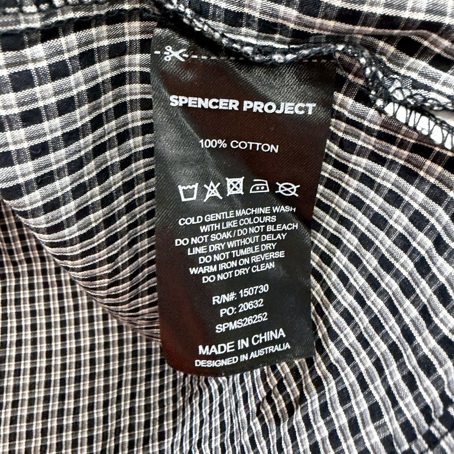 Spencer Project Mens Duel Zipped Cotton Shirt in Black and White, Size 5 NEW