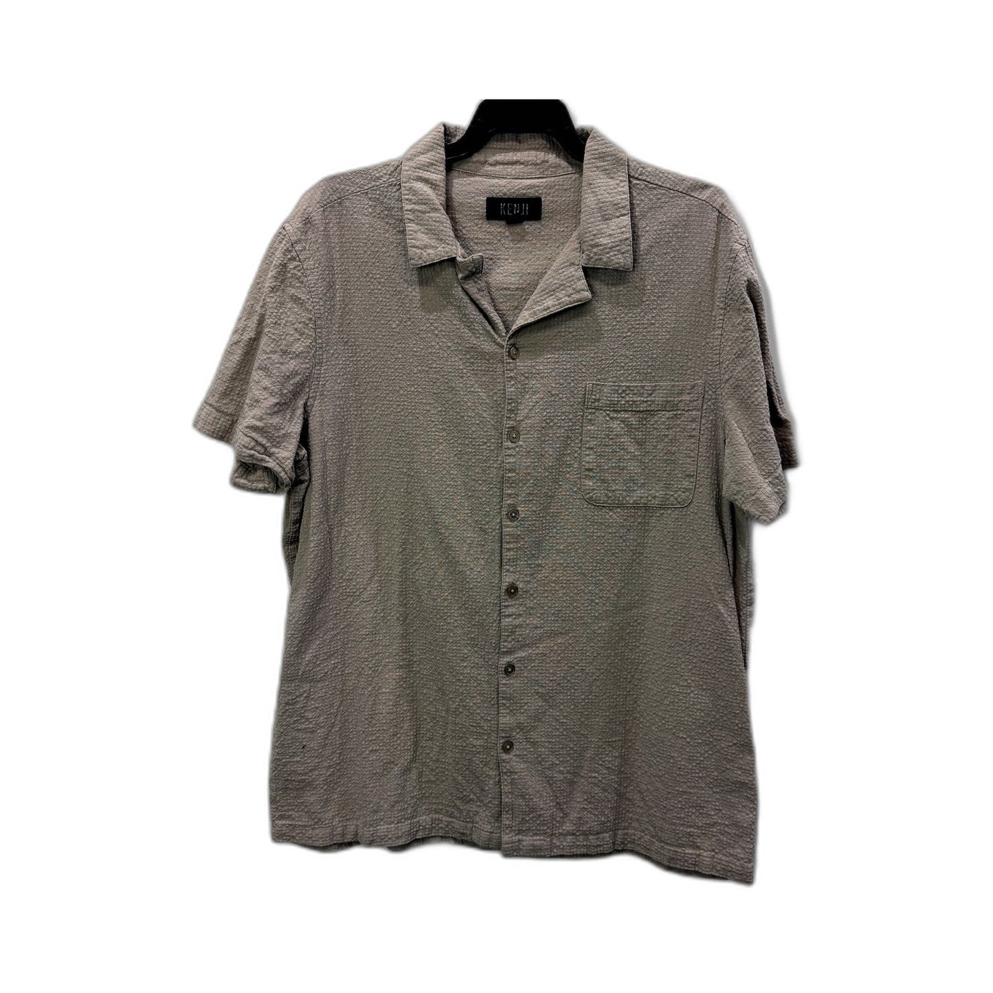 Kenji Mens Button-Down Casual Cotton Collared Shirt in Beige, Size XL