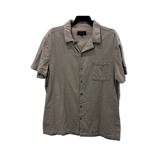 Kenji Mens Button-Down Casual Cotton Collared Shirt in Beige, Size XL