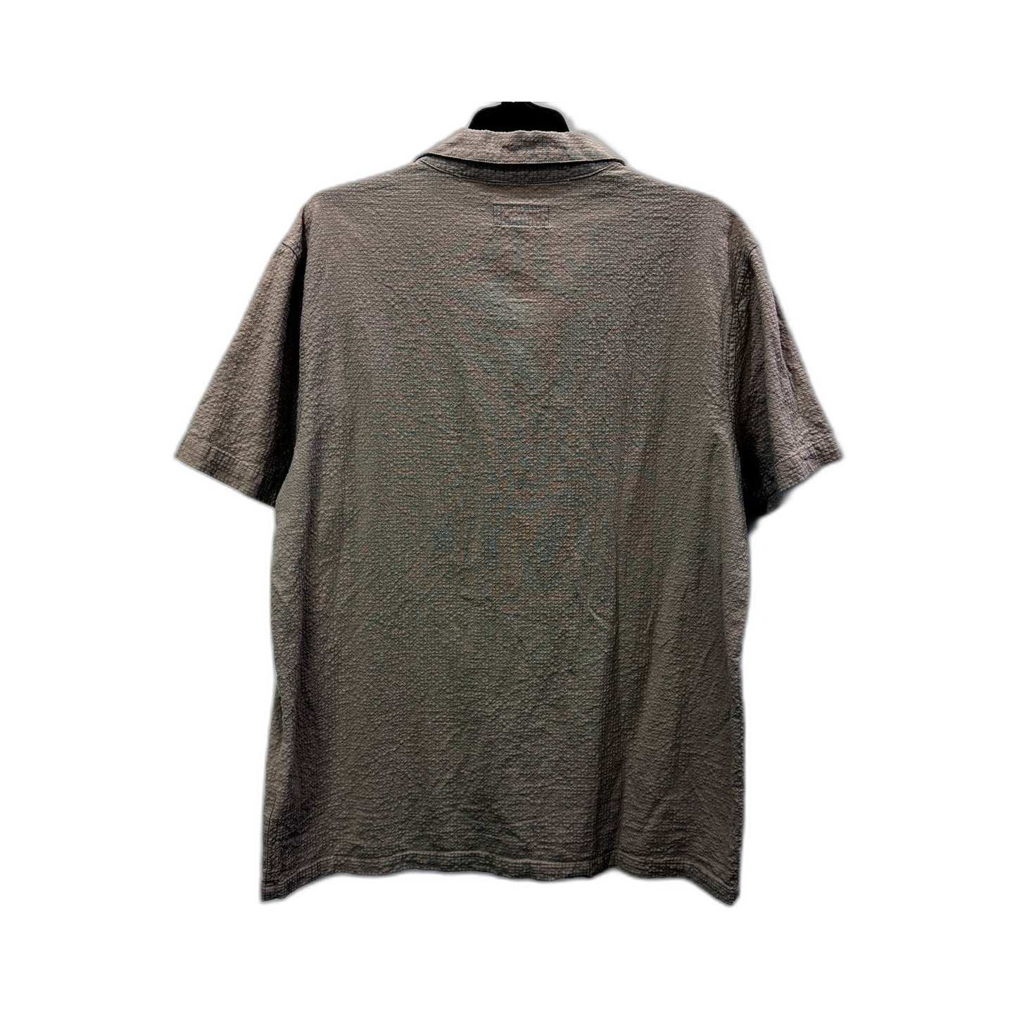 Kenji Mens Button-Down Casual Cotton Collared Shirt in Beige, Size XL