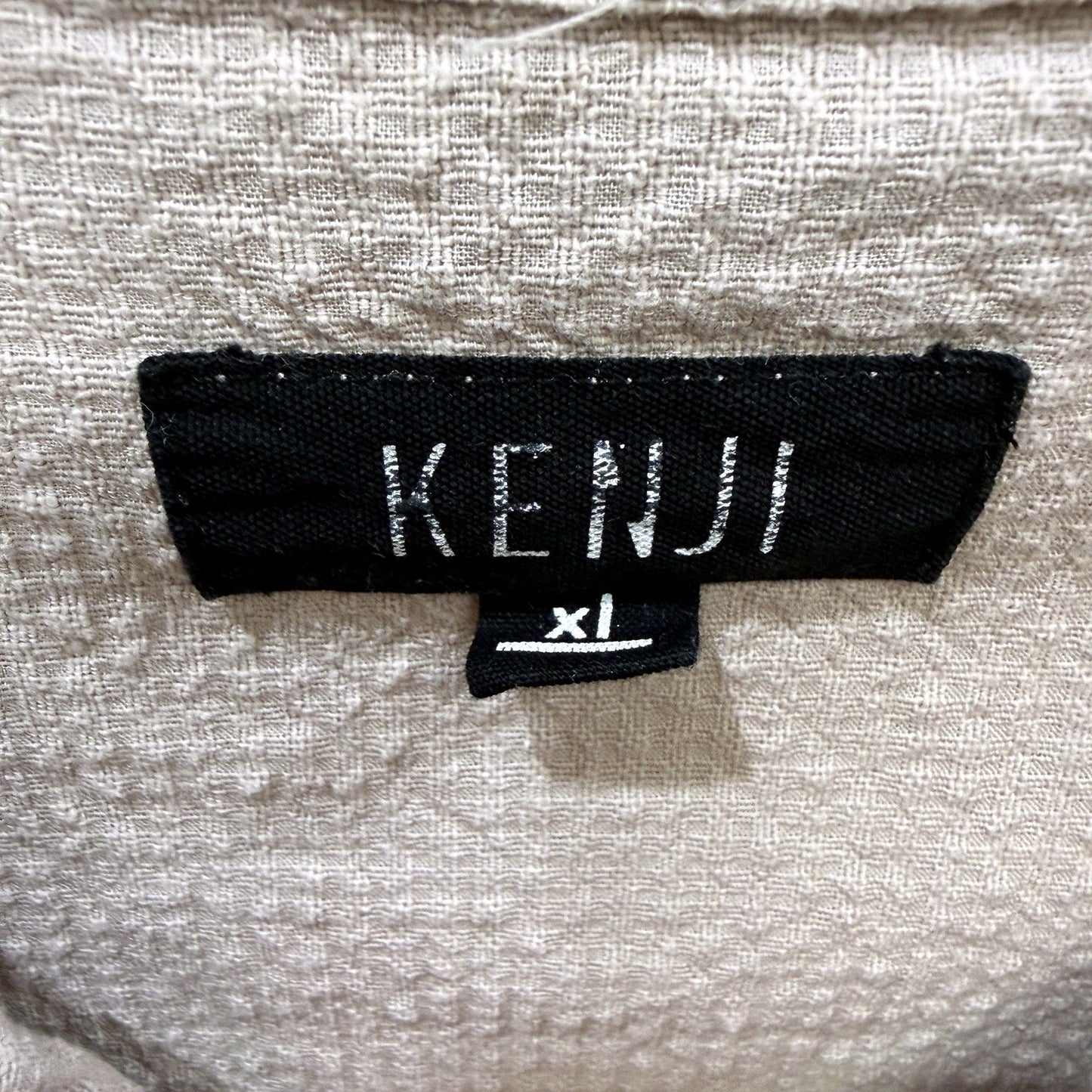 Kenji Mens Button-Down Casual Cotton Collared Shirt in Beige, Size XL
