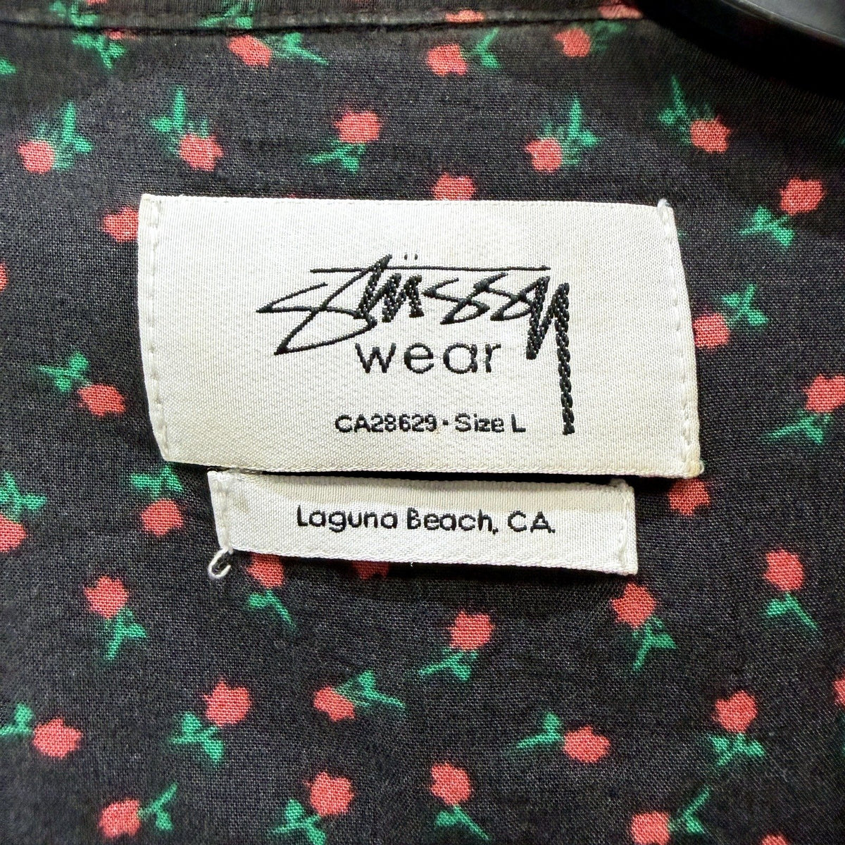 Stussy Floral Print Dress Short Sleeve Button Down Multi Color Size L