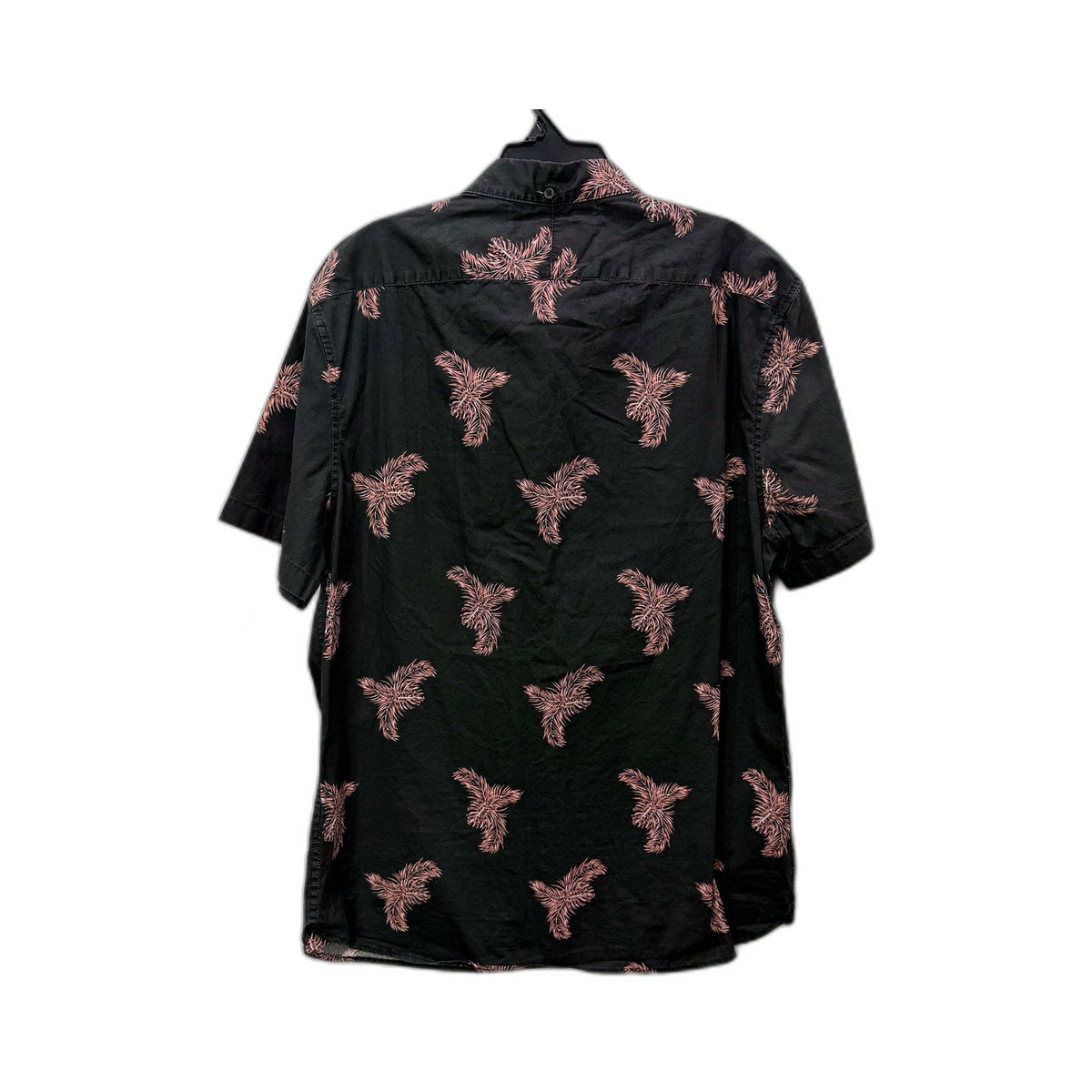 Mossimo Mens Button-Down Shirt Floral Print Cotton Black with Pink Size L