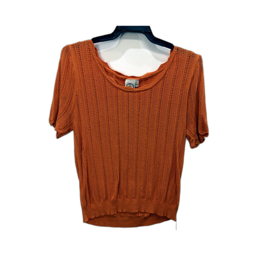 Silver Wishes Womens Ribbed Knit Pullover Sweater Puff Sleeve Orange Size M