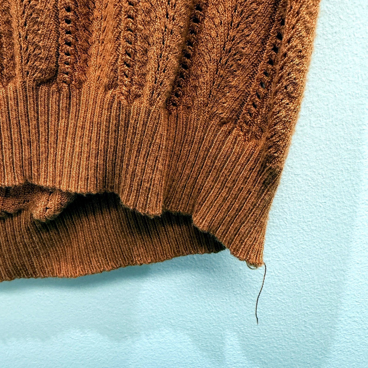 Silver Wishes Womens Ribbed Knit Pullover Sweater Puff Sleeve Orange Size M