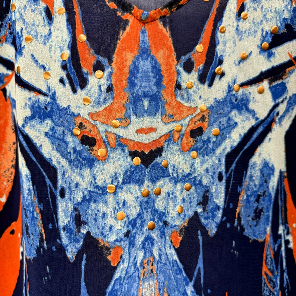 Portmans Womens Poncho Blouse Mesh Top in Navy Blue & Orange, XS/S NEW