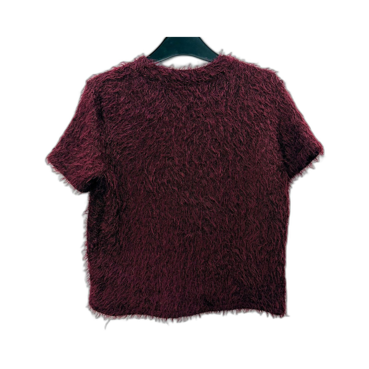 Zara Womens Fluffy Soft Cropped Burgundy Shirt in Size M
