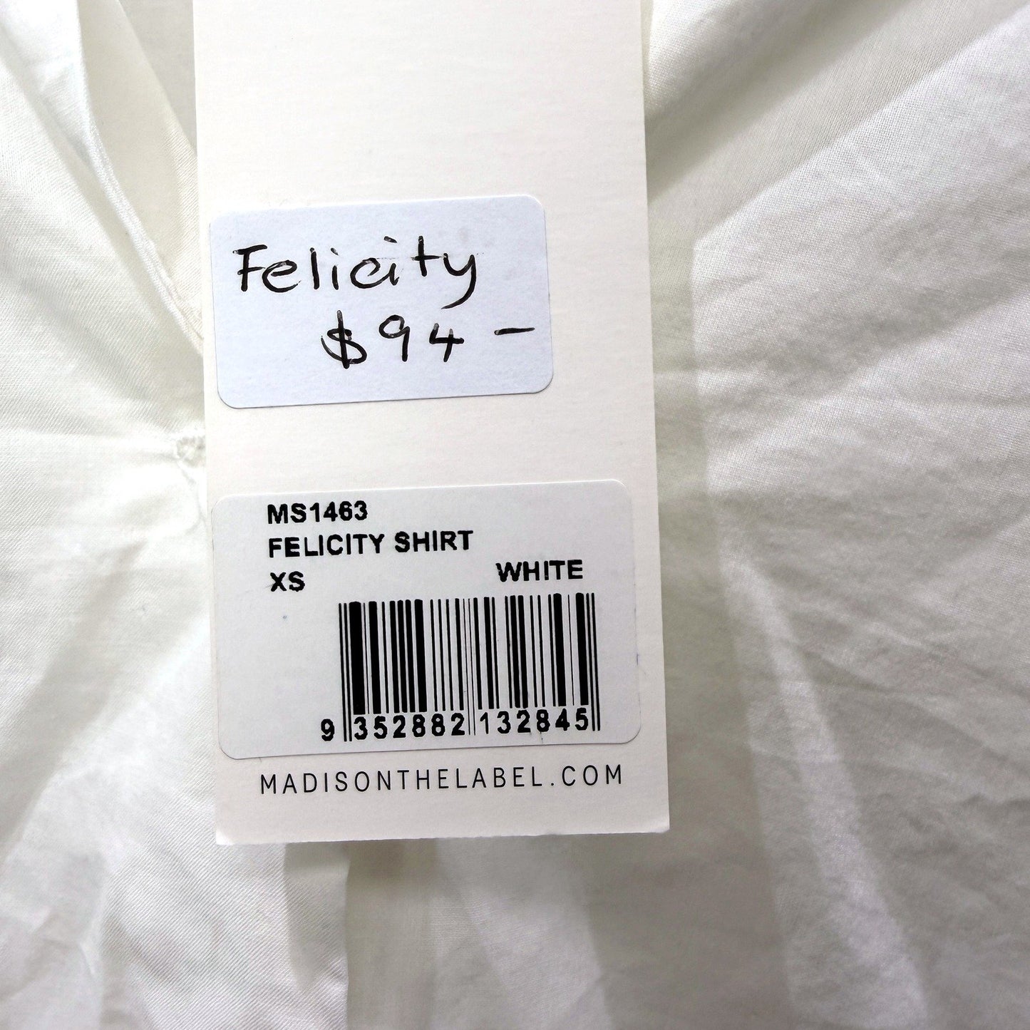 Madison Womens Felicity Crinkled Cotton Button-Up Shirt in White, XS NEW