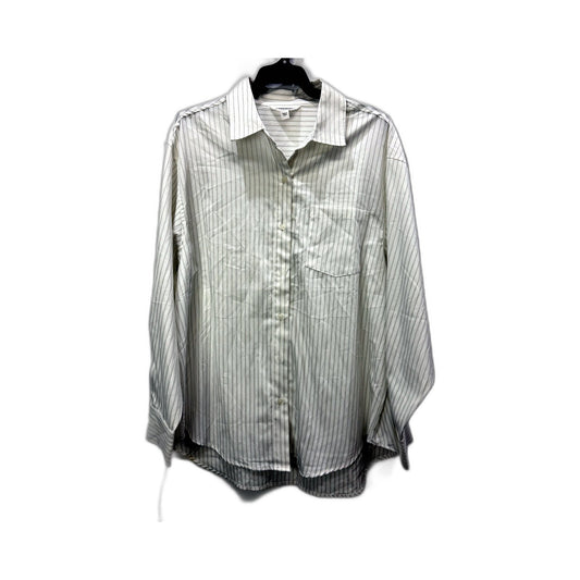 Subtitled Womens Button-Down Shirt White with Black Pinstripes Size M/L NEW