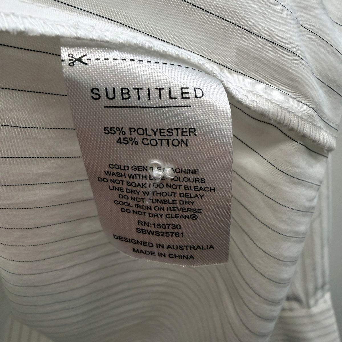 Subtitled Womens Button-Down Shirt White with Black Pinstripes Size M/L NEW