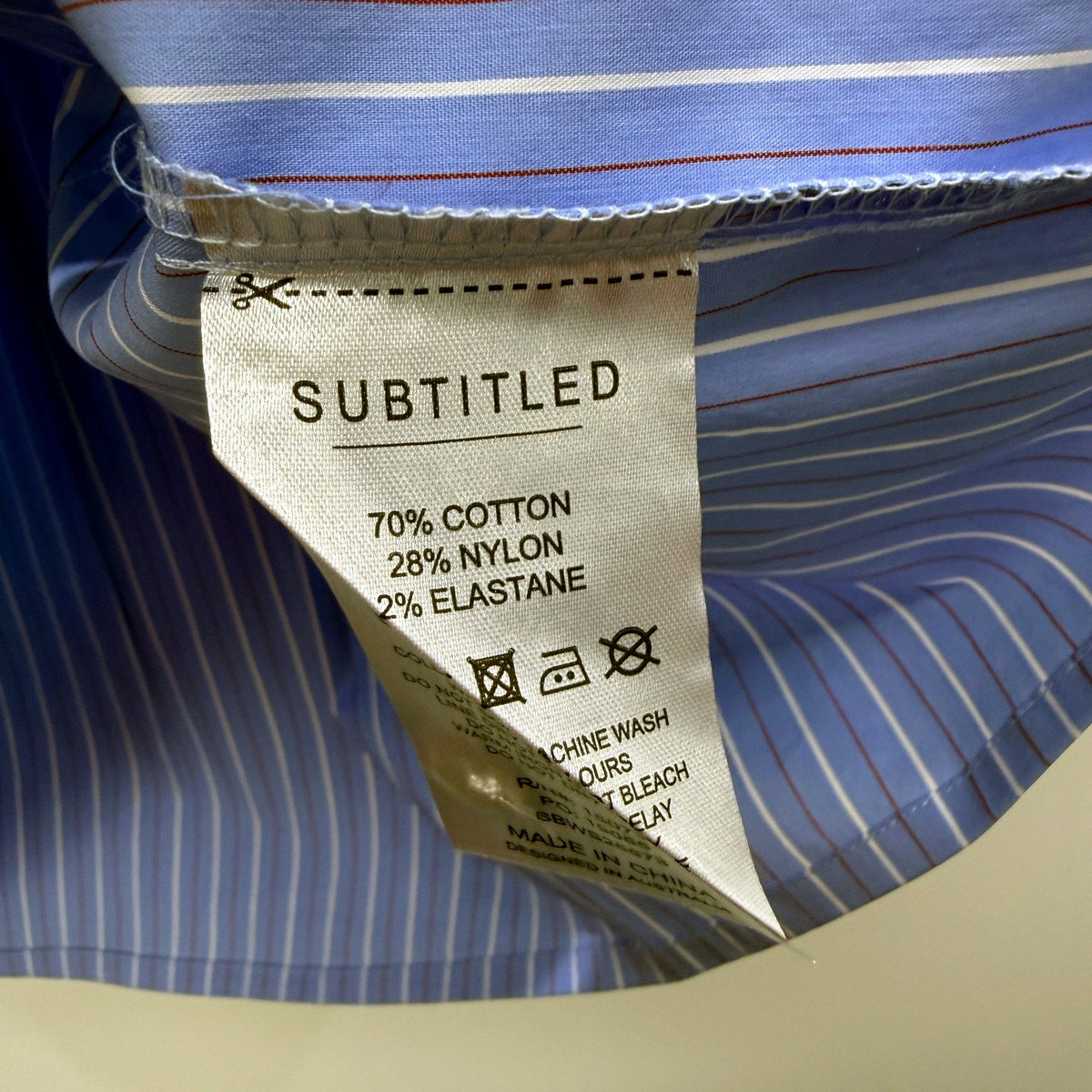 Subtitled Womens Button-Down Striped Shirt Lace Trim Casual Unisex Size S NEW