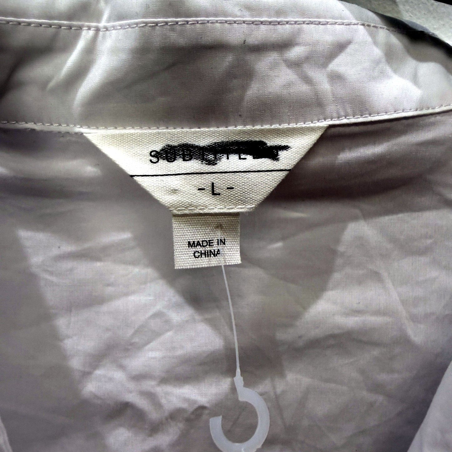 Subtitled Womens Stretchy Waist LS Shirt White Lightweight Nylon Size L NEW