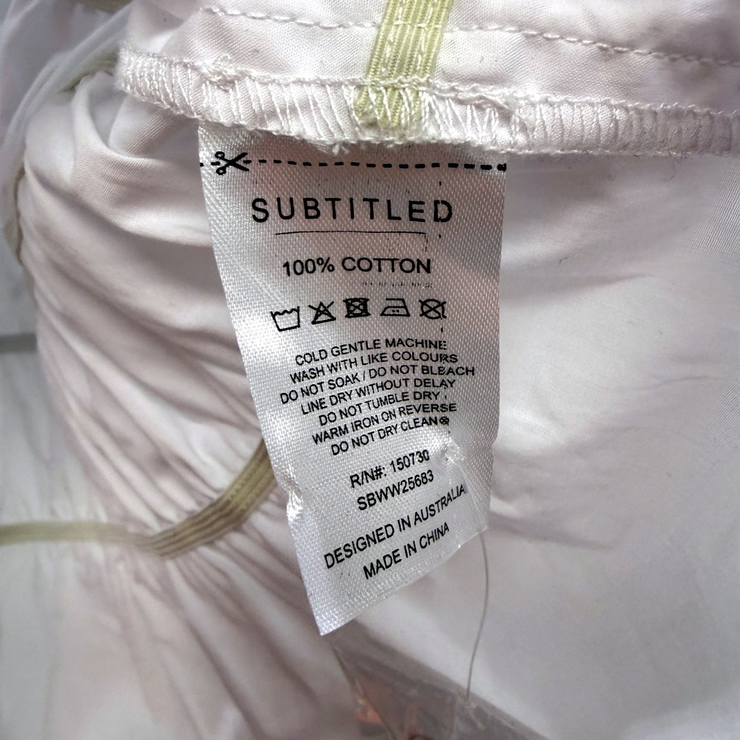 Subtitled Womens Stretchy Waist LS Shirt White Lightweight Nylon Size L NEW