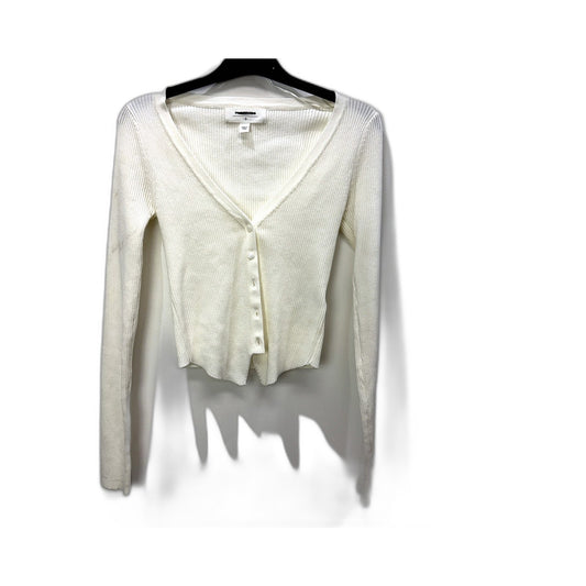 Subtitled Womens Ribbed Long Sleeve Cardigan Sweater in White, Size S NEW