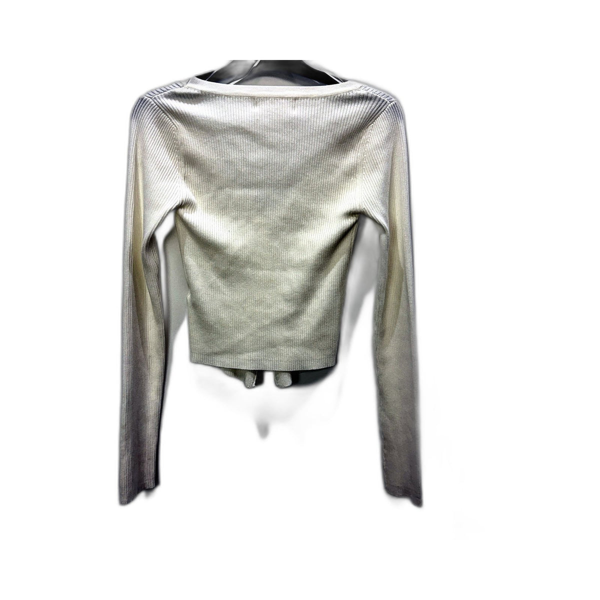 Subtitled Womens Ribbed Long Sleeve Cardigan Sweater in White, Size S NEW