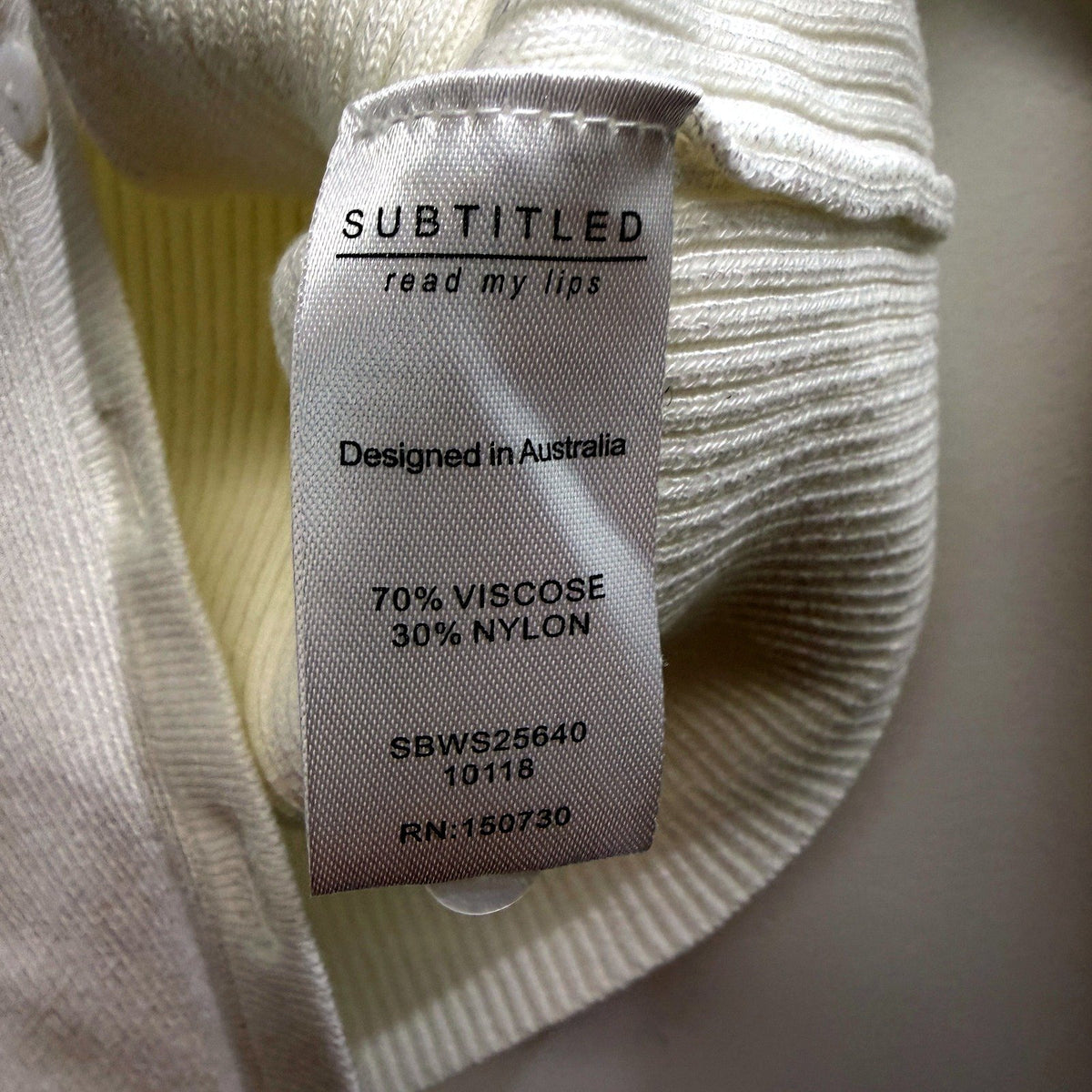 Subtitled Womens Ribbed Long Sleeve Cardigan Sweater in White, Size S NEW