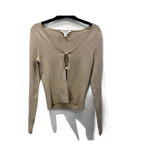Subtitled Womens Cropped Knit Long Sleeve Top Beige Tie-Front Design Size S NEW