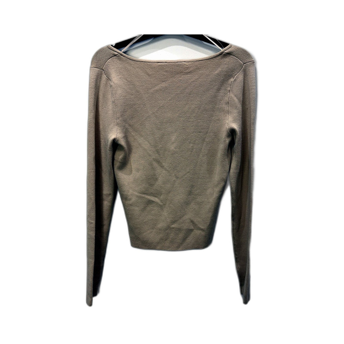 Subtitled Womens Cropped Knit Long Sleeve Top Beige Tie-Front Design Size S NEW