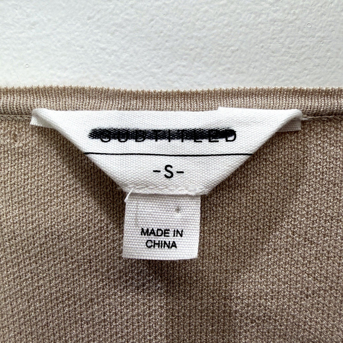 Subtitled Womens Cropped Knit Long Sleeve Top Beige Tie-Front Design Size S NEW