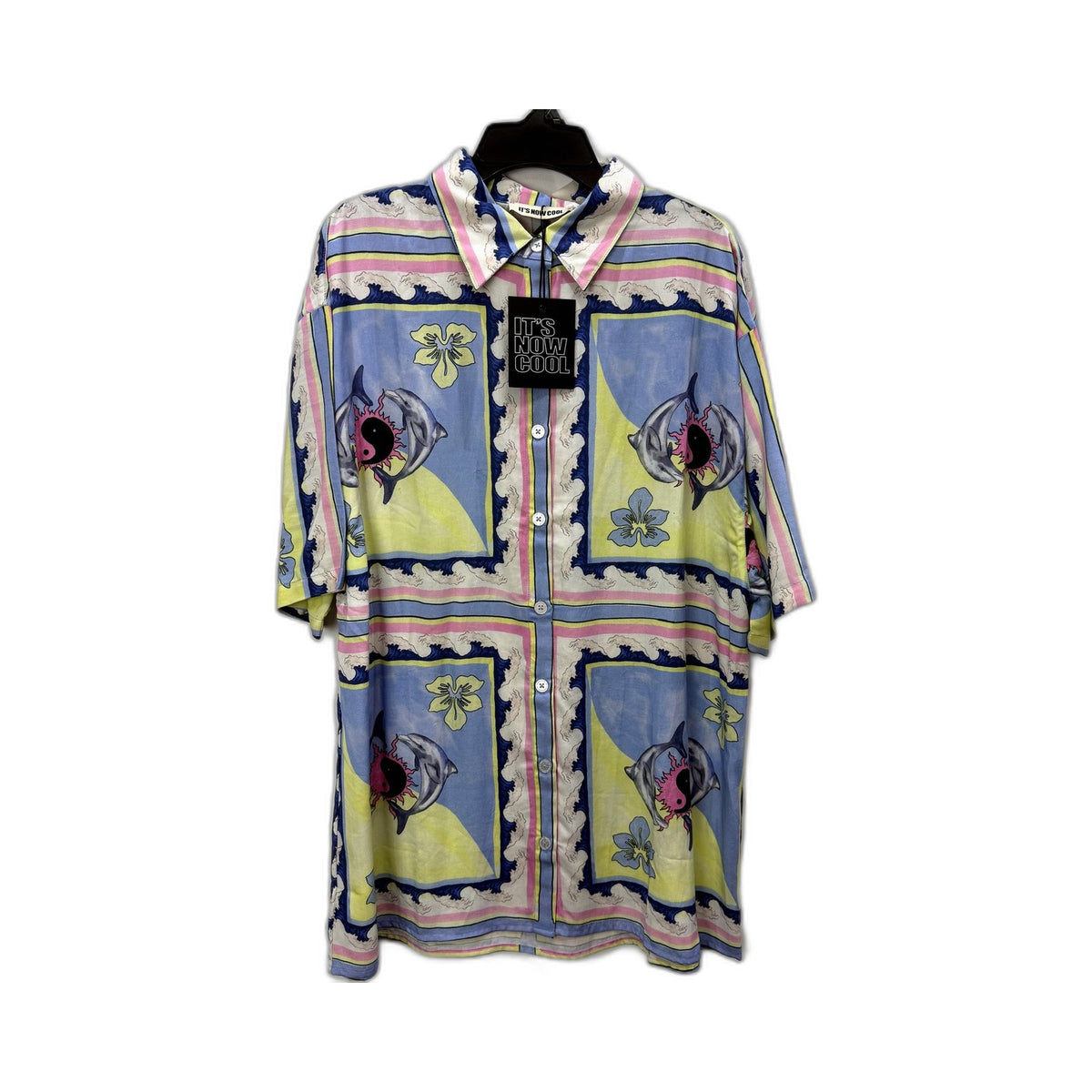 It's Now Cool Womens Floral Print Button Down Leisure Shirt Harmony Size S NEW