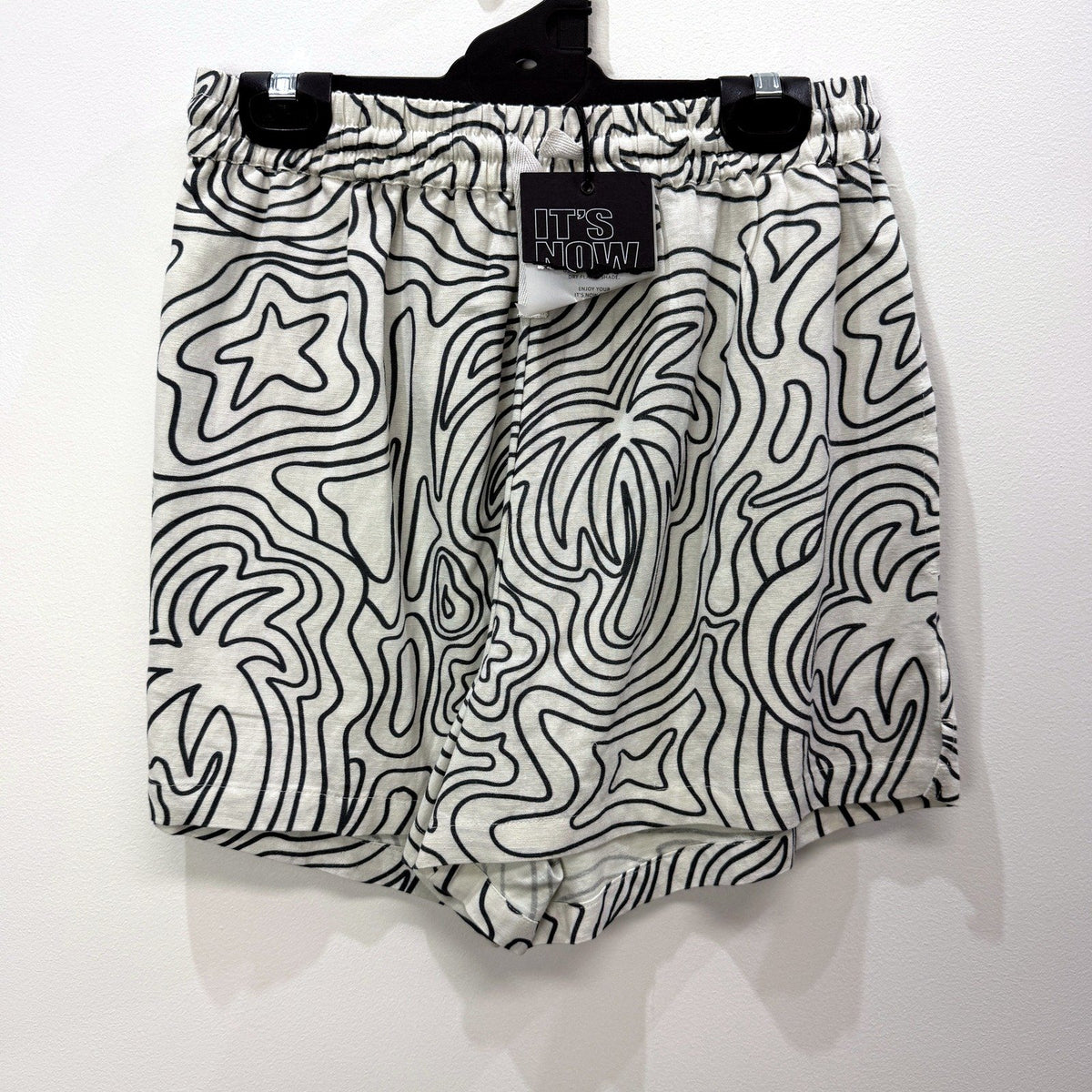 It's Now Cool Womens 2 Piece Leisure Set Black and White Swirl Print Size S NEW