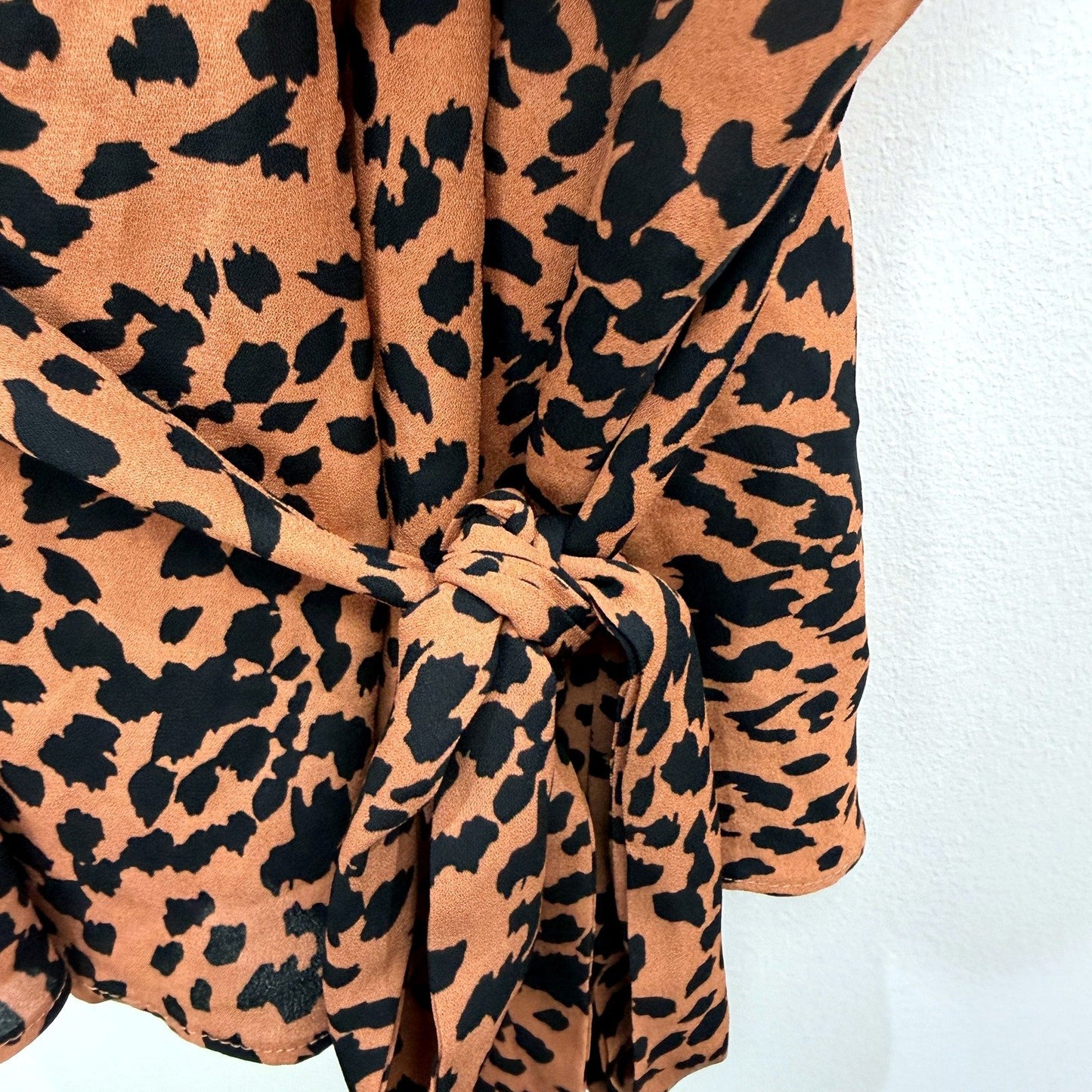 City Chic Womens Leopard Print Ruffle Wrap Dress in S NEW