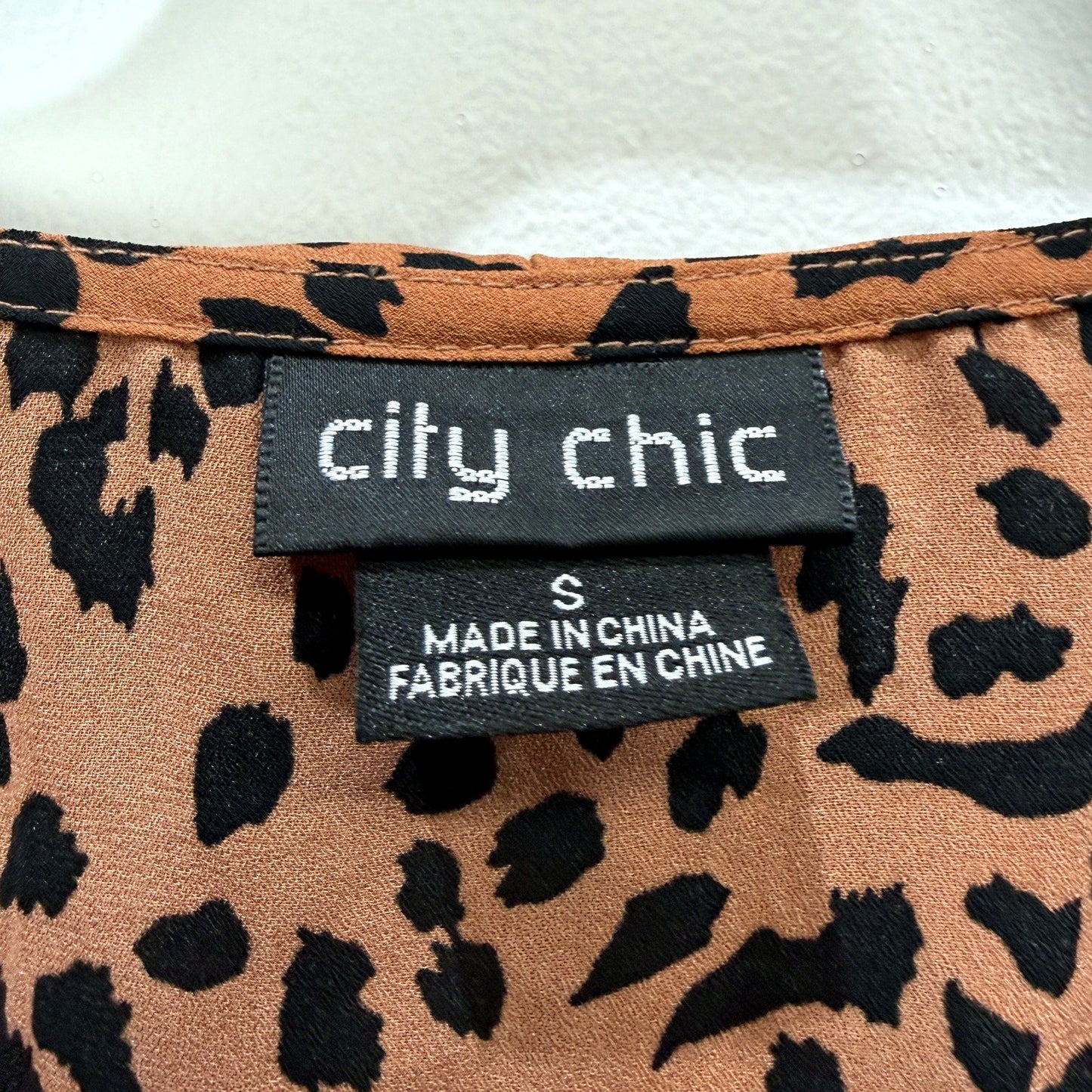 City Chic Womens Leopard Print Ruffle Wrap Dress in S NEW