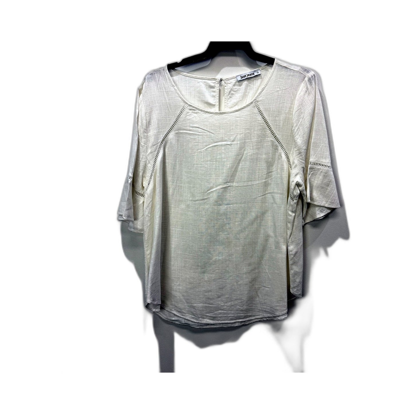 Just Jeans Womens Ribbed Bell Sleeve White Blouse for Women Size 14